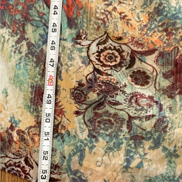 Nine West Cold Shoulder Maxi Dress | Abstract Floral Watercolor Print | Size 2 - Picture 7 of 12